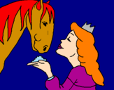 Coloring page Princess and horse painted byella