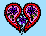 Coloring page Heart of flowers painted byKK