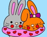 Coloring page Rabbits in love painted bysofie