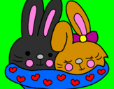 Coloring page Rabbits in love painted byjeg elsker dig 
