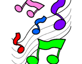 Coloring page Musical notes on the scale painted bymaria
