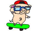 Coloring page Graffiti the pig on a skateboard painted byanna g