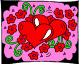 Coloring page Hearts and flowers painted byjulie 3.A
