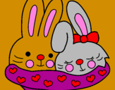 Coloring page Rabbits in love painted bymaria