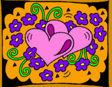 Coloring page Hearts and flowers painted byhabiba