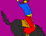 Coloring page Cowboy on horseback painted byShavin