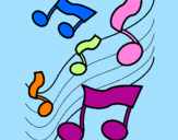 Coloring page Musical notes on the scale painted byMARILIZA