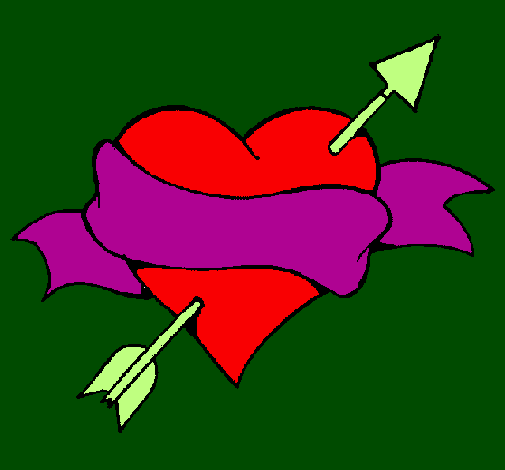 Heart, arrow and ribbon