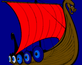 Coloring page Viking boat painted byLOUIS