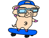 Coloring page Graffiti the pig on a skateboard painted byanna g
