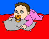 Coloring page Baby playing painted bybaby