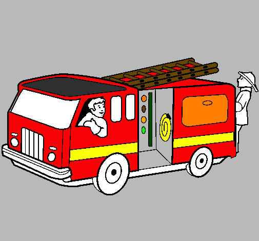 Firefighters in the fire engine