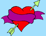 Coloring page Heart, arrow and ribbon painted byBAMBAM
