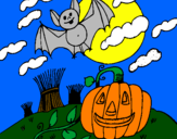 Coloring page Halloween landscape painted byjordy