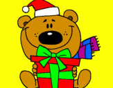 Coloring page Teddy bear with present painted byosito