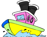 Coloring page Boat at sea painted byHei Hei
