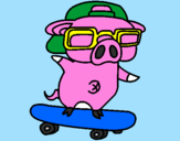Coloring page Graffiti the pig on a skateboard painted bykelan