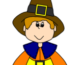 Coloring page Pilgrim boy painted bydnaia