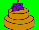 Coloring page New year cake painted byGIULIA