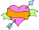 Coloring page Heart, arrow and ribbon painted bya4gn3jk3j3