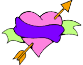 Coloring page Heart, arrow and ribbon painted bya4gn