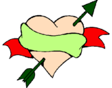 Coloring page Heart, arrow and ribbon painted bya4gn3j