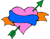 Coloring page Heart, arrow and ribbon painted bya4gn