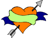 Coloring page Heart, arrow and ribbon painted bya4gn3jk3j3k