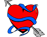 Coloring page Heart with arrow painted bye