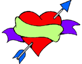 Coloring page Heart, arrow and ribbon painted bya4gn3jk3j