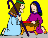 Coloring page Worshipping baby Jesus painted byAbigail