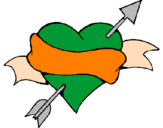 Coloring page Heart, arrow and ribbon painted bya4g