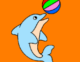 Coloring page Dolphin playing with a ball painted byuuiprf