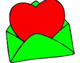 Coloring page Heart in an envelope painted bye1