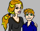 Coloring page Mother and son  painted bycaue e erika
