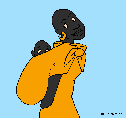 African woman with baby sling
