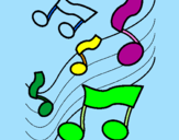 Coloring page Musical notes on the scale painted byemoly