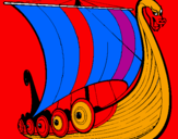 Coloring page Viking boat painted byvkdruk