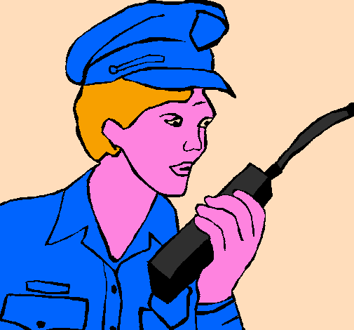 Police officer with walkie-talkie