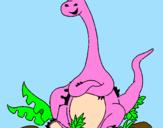 Coloring page Seated Diplodocus  painted byfeba