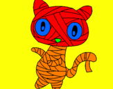 Coloring page Doodle the cat mummy painted byana mario