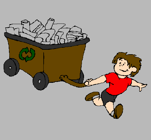 Little boy recycling
