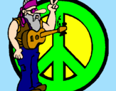 Coloring page Hippy musician painted bylela