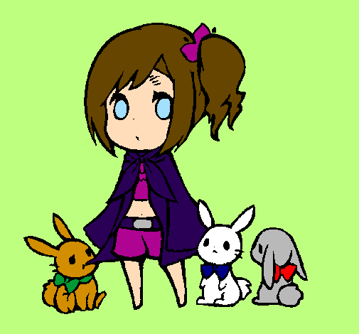 Girl with bunnies