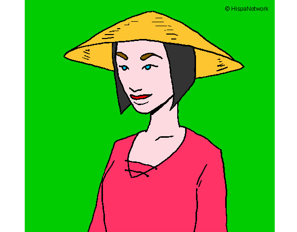 Coloring page Chinese woman painted bycookie