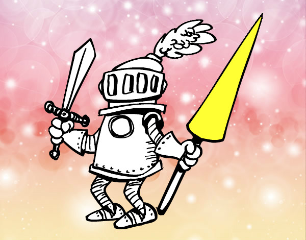 Coloring page Knight with sword and spear painted bykevin
