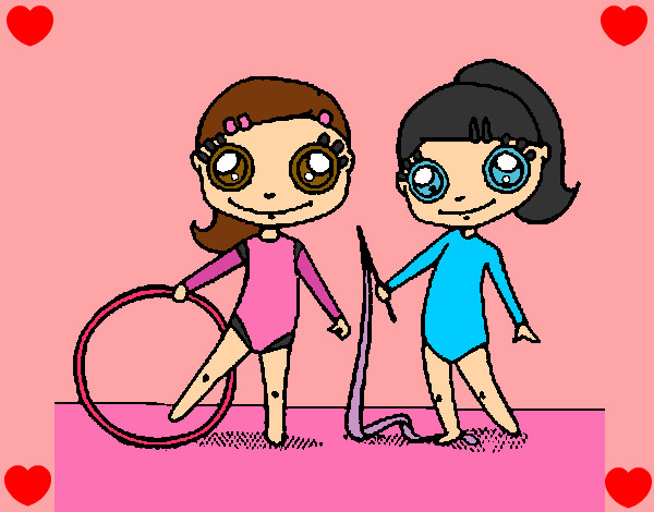 Coloring page Gymnasts painted byaliana
