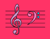 Coloring page Treble and bass clefs painted byaliana