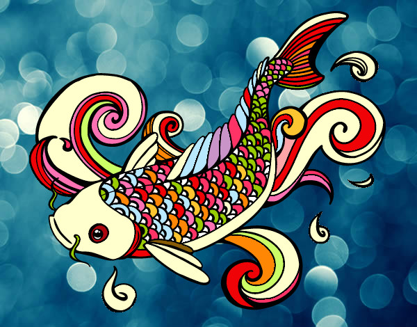 Coloring page Koi painted bySteph