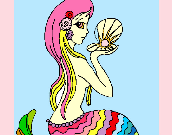 Coloring page Mermaid and pearl painted bysophie